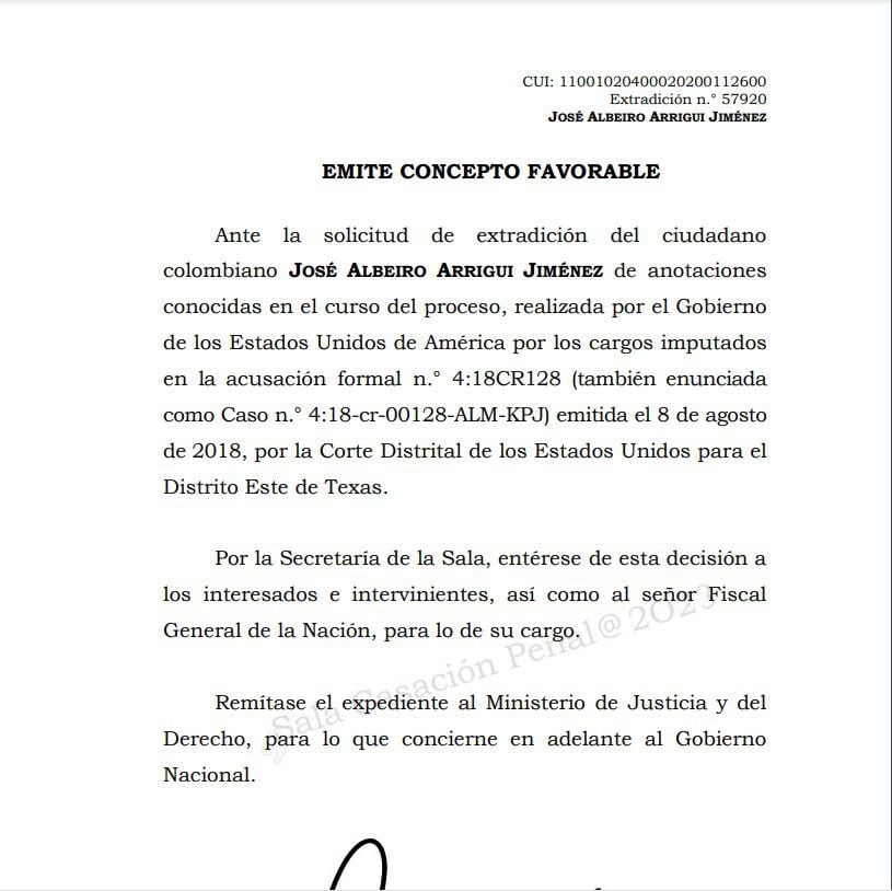 Corte Suprema de Justicia avaló la extradición de alias Contador.