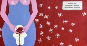 Este mural busca crear conciencia sobre la menstruación, con la intención de que deje de ser un tema tabú en India. Foto: Getty.
