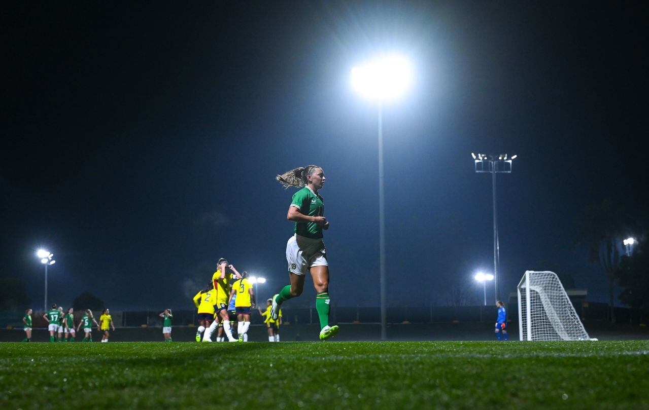 Brisbane , Australia - 14 July 2023; Katie McCabe of Republic of Ireland during the women's friendly match between Republic of Ireland and Colombia at Meakin Park in Brisbane, Australia, ahead of the start of the FIFA Women's World Cup 2023. (Photo By Stephen McCarthy/Sportsfile via Getty Images)