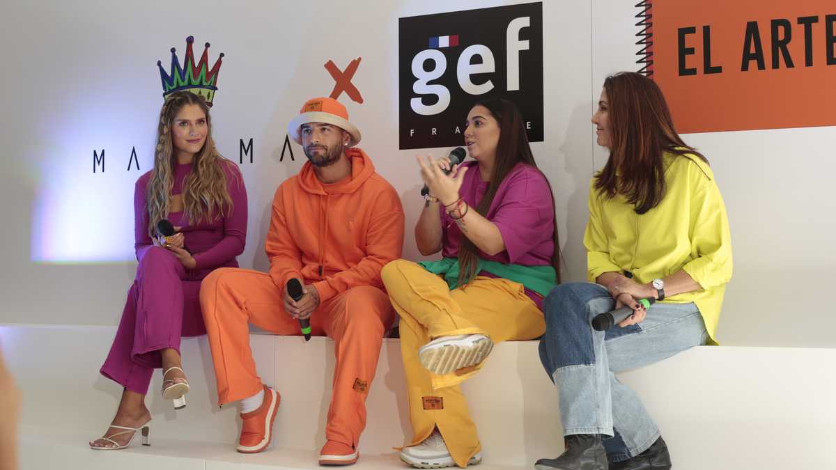 Maluma en la rueda de prensa para su colección con GEF en Colombiamoda