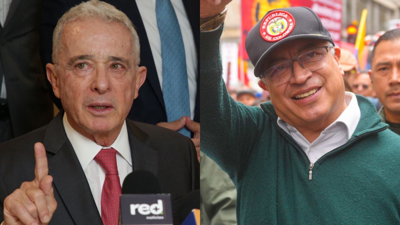 Description: Álvaro Uribe y Gustavo Petro.