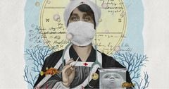 Ilustración de una enfermera con tapabocas