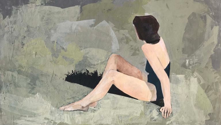 Carolina Convers, Naufraga y sombra, 2020, acrilico y resina sobre madera. Cortesía de Beatriz Esguerra Arte