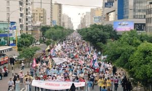 Manifestantes antiaborto  salieron el pasado fin de semana a las calles en la ciudad de Lima, Perú.