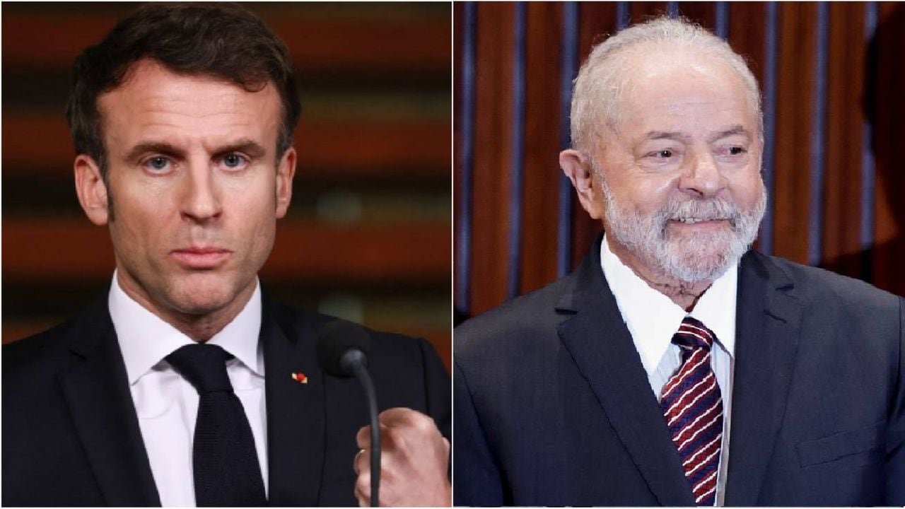 El presidente de Francia, Emmanuel Macron y el presidente de Brasil, Luiz Inácio Lula da Silva.