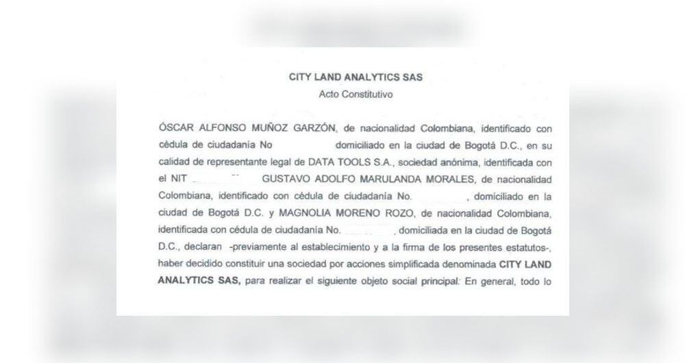 Acta de constitución de City Land Analytics