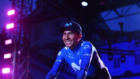 TURIN, ITALY - MAY 02: Nairo Quintana of Colombia and Movistar Team during the Team Presentation of the 107th Giro d'Italia 2024 at the Castello del Valentino / #UCIWT / on May 02, 2024 in Turin, Italy. (Photo by Dario Belingheri/Getty Images