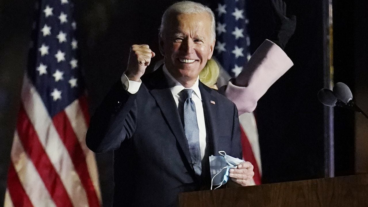 El exvicepresidente del candidato demócrata a la presidencia, Joe Biden, habla con sus partidarios el miércoles 4 de noviembre de 2020 en Wilmington