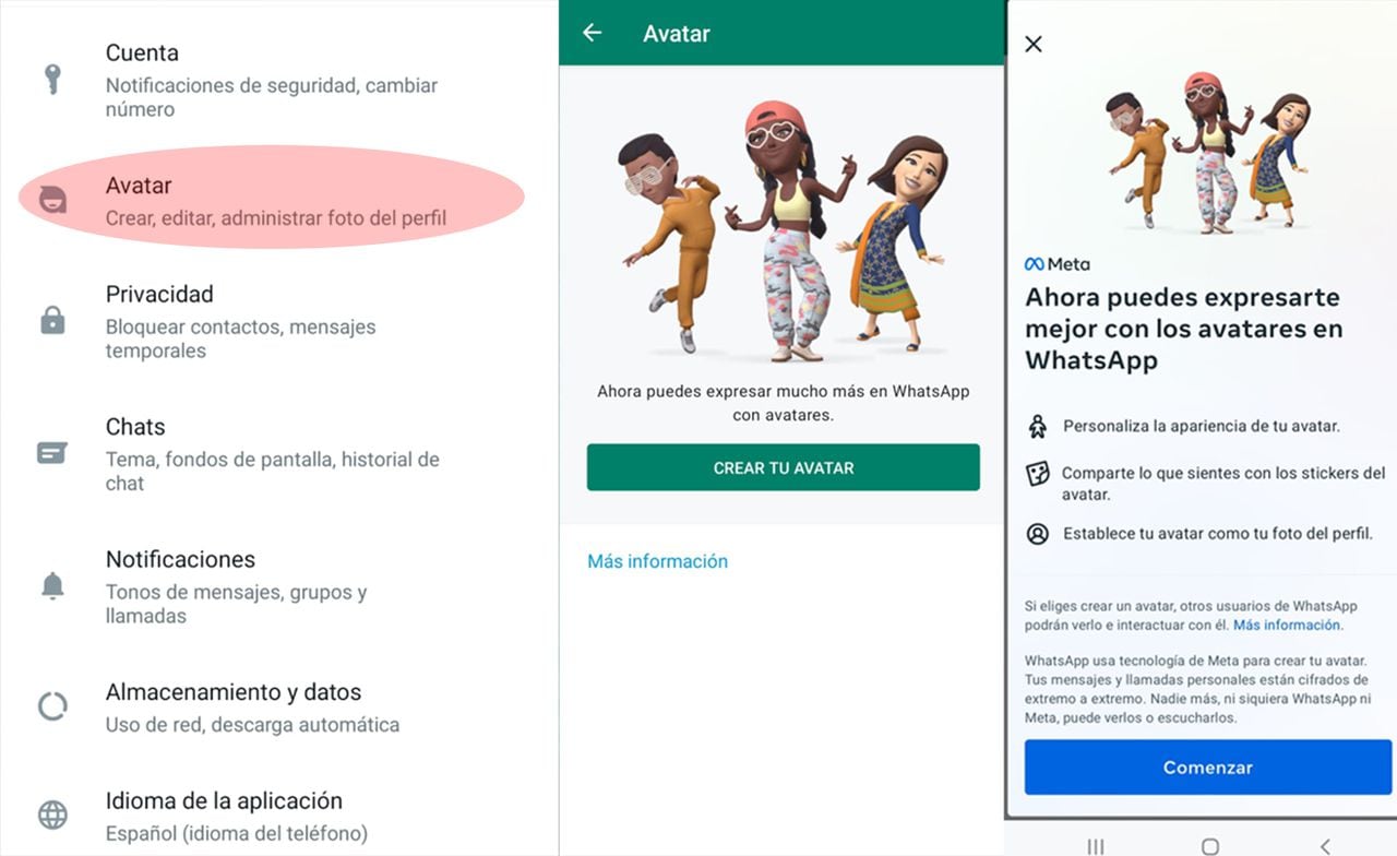 WhatsApp ya permite crear avatares personalizados