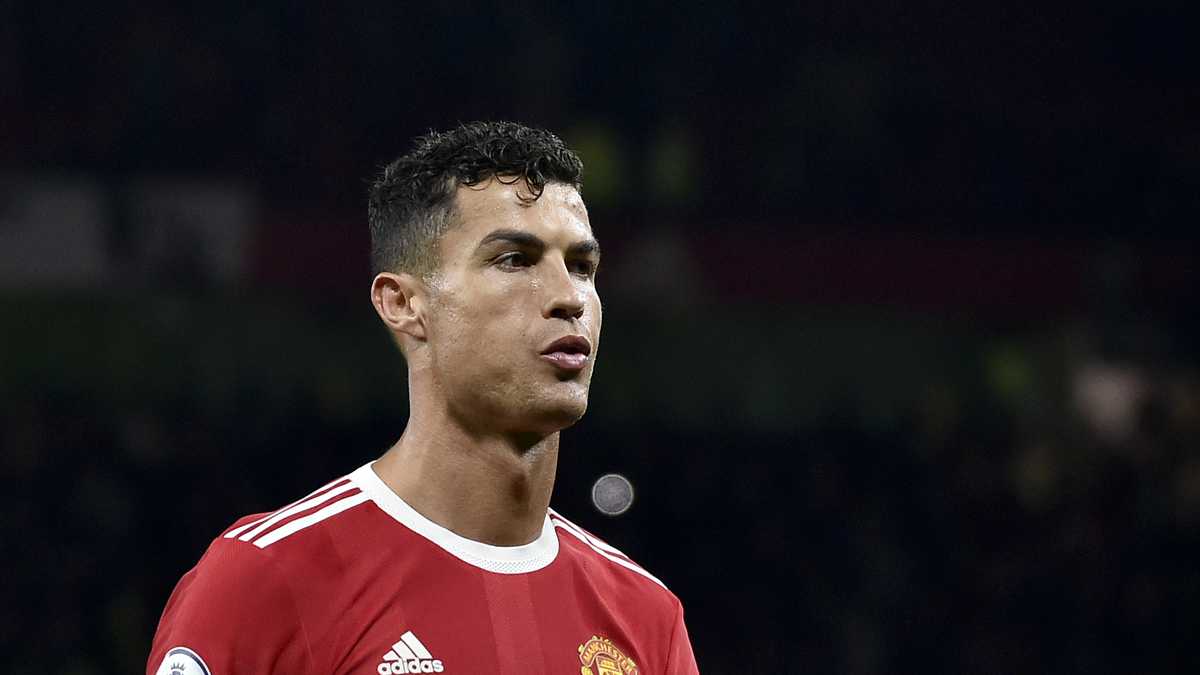 Manchester United's Cristiano Ronaldo leaves the field at the end of the English Premier League soccer match between Manchester United and Liverpool at Old Trafford in Manchester, England, Sunday, Oct. 24, 2021. Liverpool won 5-0. (AP Photo/Rui Vieira)