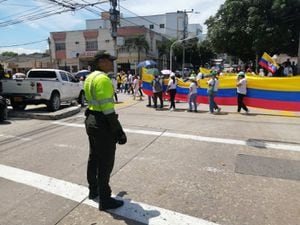 Policía Metropolitana acompañó marcha en Barranquilla.