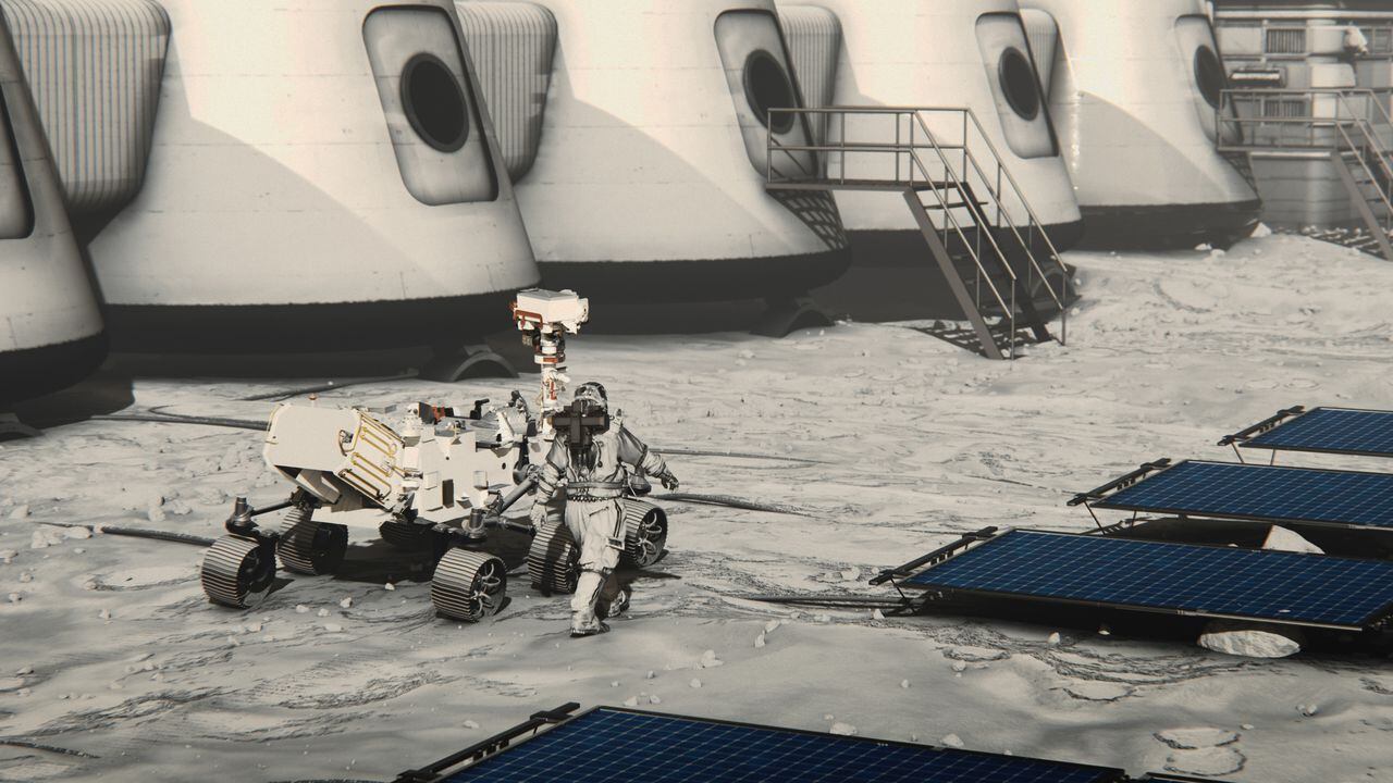 El Discovery Rover de la NASA viaja a través de la superficie lunar
