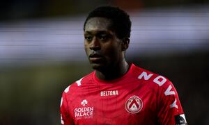 BRUGGE, BELGIUM - OCTOBER 15: Marlos Moreno of KV Kortrijk during the Jupiler Pro League match between Club Brugge and KV Kortrijk at Jan Breydelstadion on October 15, 2021 in Brugge, Belgium (Photo by Jeroen Meuwsen/BSR Agency/Getty Images)