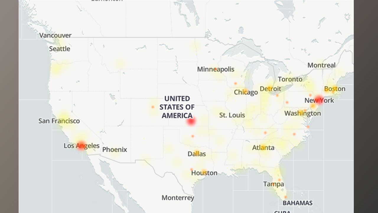 Mapa de fallas de TikTok en EE.UU.
