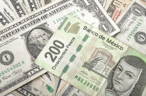 Dólares y pesos mexicanos