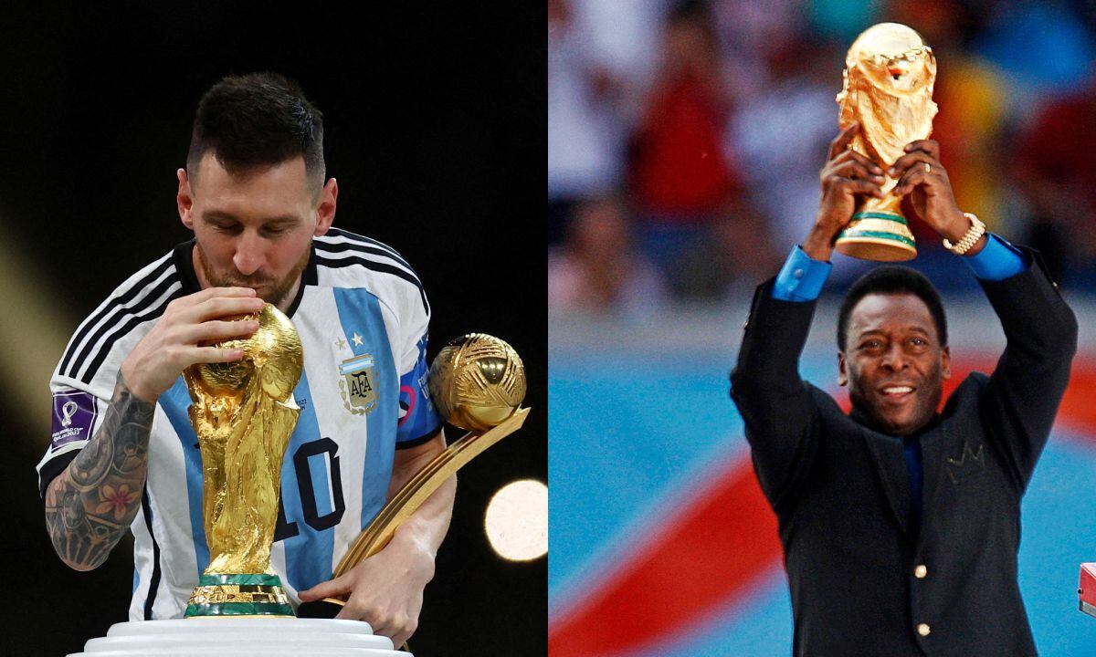 Messi y Pelé. Foto: REUTERS/KAI PFAFFENBACH//REUTERS/Dylan Martinez/File Photo FIFA