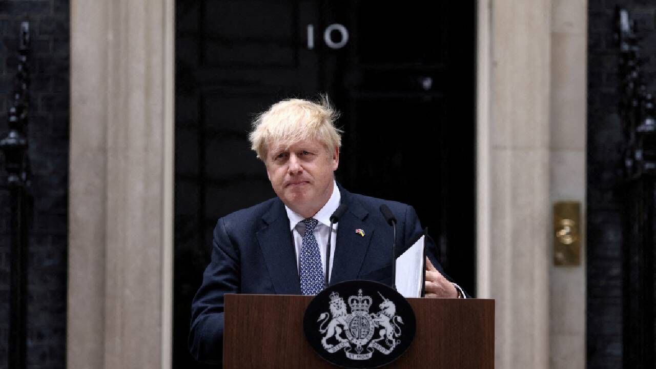El exprimer ministro británico, Boris Johnson, durante una declaración en Downing Street en Londres, Reino Unido,