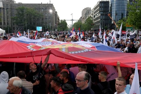 Manifestación en apoyo del presidente de Serbia, Aleksandar Vucic, en Belgrado