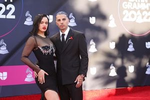 LAS VEGAS, NV - NOVEMBER 17: Raw Alejandro and Rosalia attend the red carpet during the 23rd Annual Latin GRAMMY Awards at Michelob ULTRA Arena on November 17, 2022 in Las Vegas, Nevada. (Photo by Omar Vega/FilmMagic)