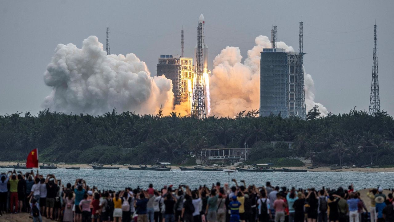 Wenchang Space Launch Center in southern China's Hainan province on April 29, 2021. (Photo by STR / AFP) / China OUT