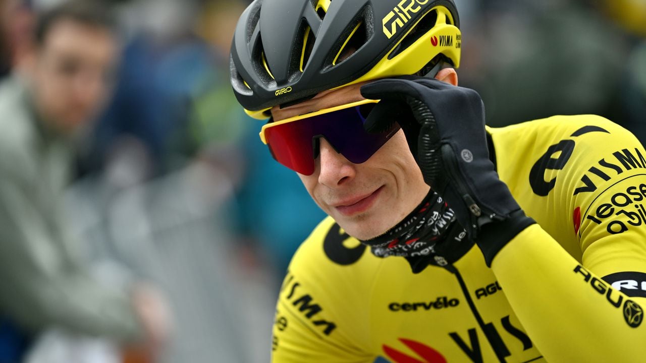 XINZO DE LIMIA, SPAIN - FEBRUARY 24: Jonas Vingegaard of Denmark and Team Visma | Lease a Bike - Yellow leader jersey prior to 3rd O Gran Camiño - The Historical Route 2024, Stage 4 a 173.2km stage from Xinzo de Limia to Castelo de Ribadavia on February 24, 2024 in Xinzo de Limia, Spain. (Photo by Dario Belingheri/Getty Images)