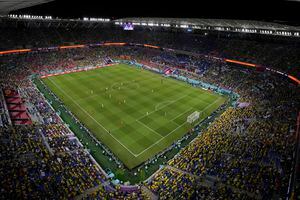 Vista del estadio 974 antes del inicio del partido del Grupo G del Mundial entre Brasil y Suiza, en Doha, Qatar, el 28 de noviembre de 2022.