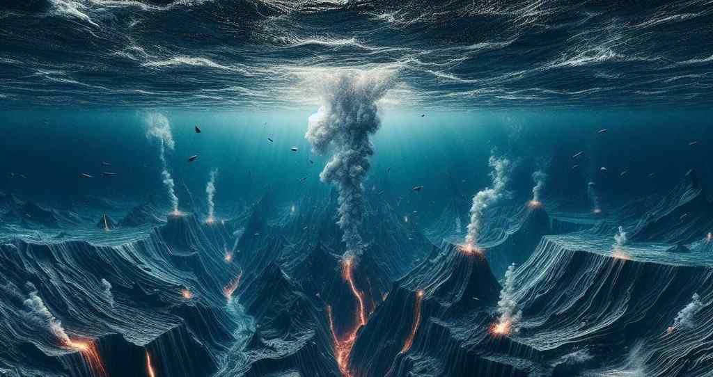 Actividad de placas tectónicas en el fondo del océano