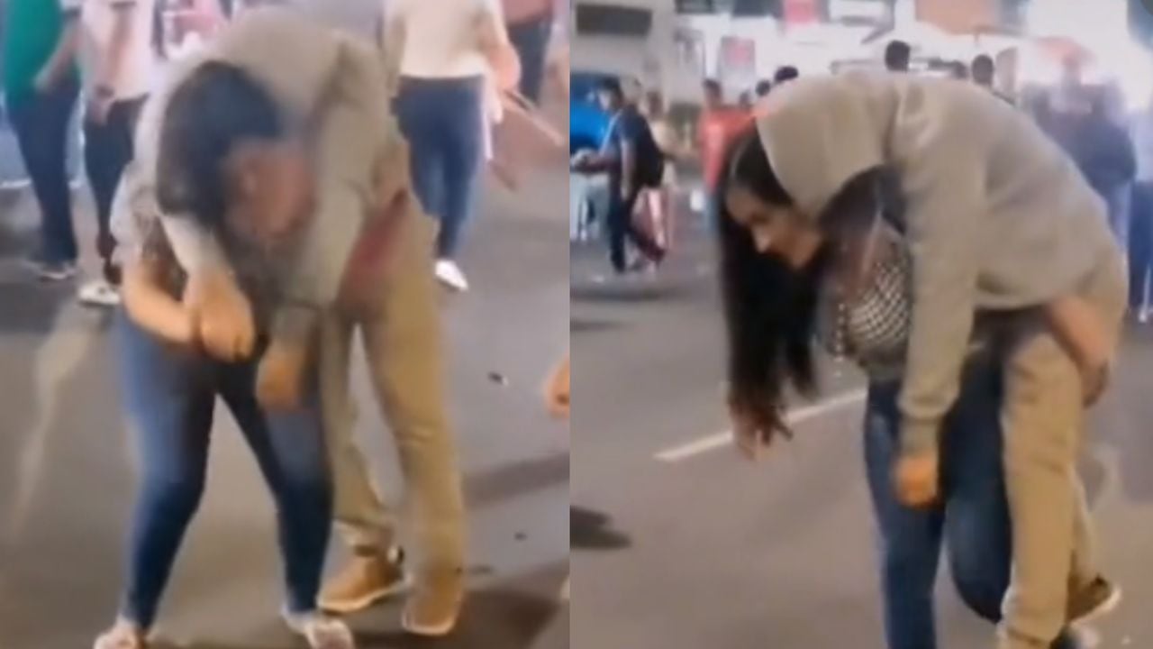 El video muestra a la mujer cargando a un hombre, posiblemente su pareja. Los elogios en redes sociales no se han hecho esperar.