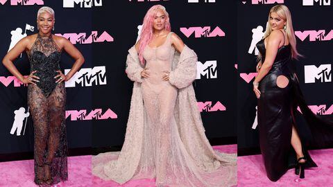 Muchas cantantes lucieron transparencias en la alfombra rosada de los VMAs 2023. Fotos: Reuters.