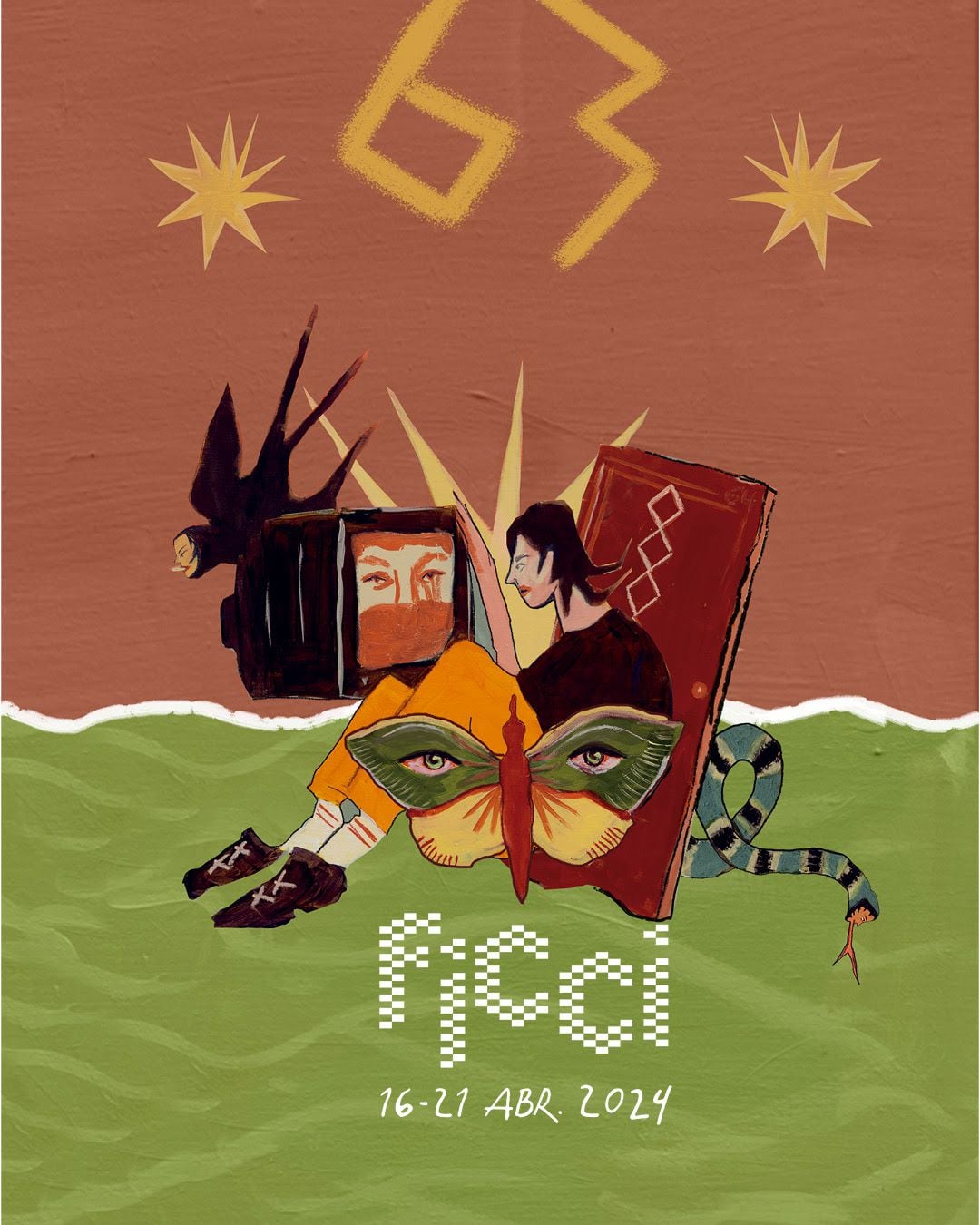Afiche temático del FICCI 63, de la sección Nido, una creación de la joven artista Raquel Sofía Moreno.