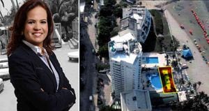 La exalcaldesa de Cartagena, Judith Pinedo Flórez, y la zona del Hotel Dann correspondiente al lío judicial.