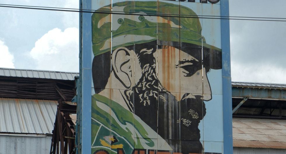 Cartel de celebración el cumpleaños número 86 del ex mandatario Fidel Castro.