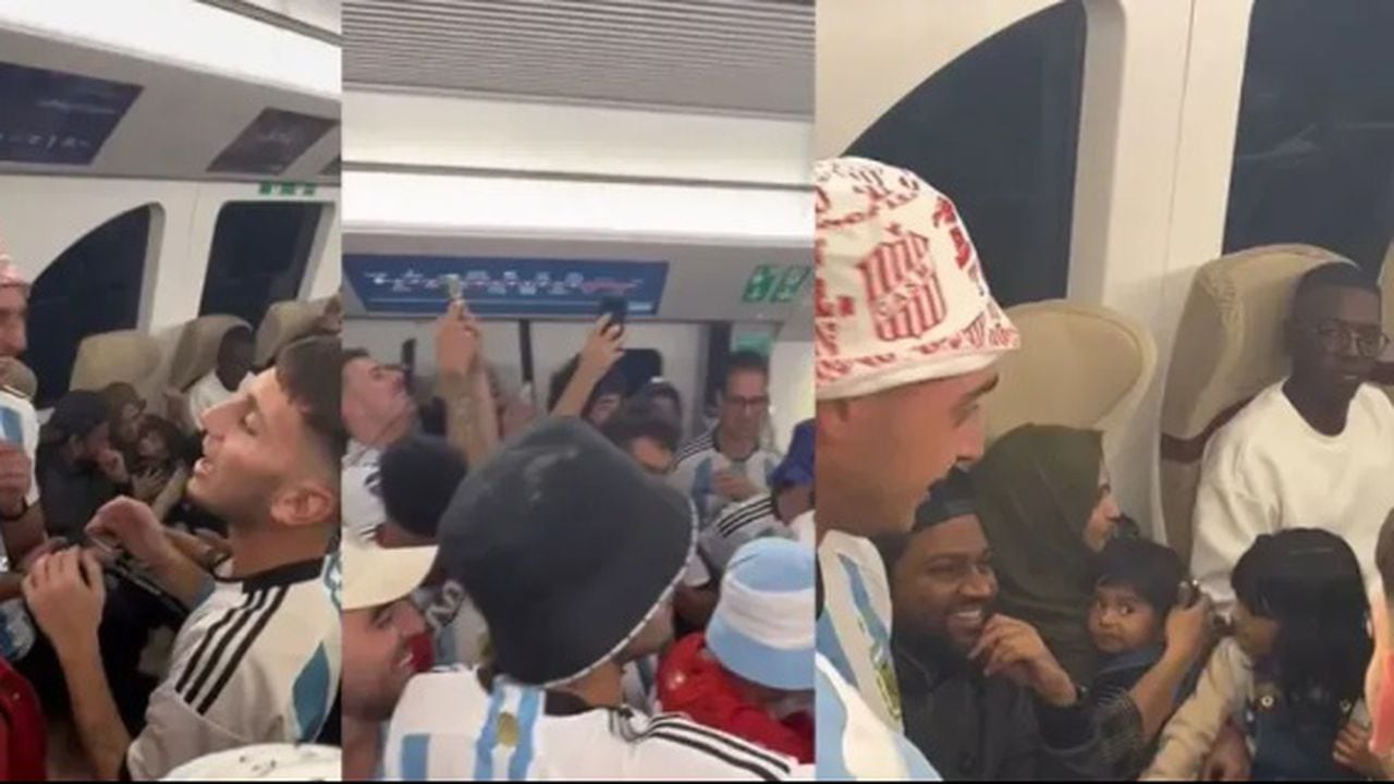 Hinchas argentinos le dedican canción de cuna a un bebé en el metro de Qatar