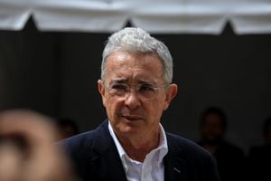 BOGOTA - COLOMBIA, OCTOBER 27: Colombian Former President, Alvaro Uribe Velez, during the election day at the Colombian Congress in Bogota, Colombia October 27, 2019.  (Photo by Juancho Torres/Anadolu Agency via Getty Images)