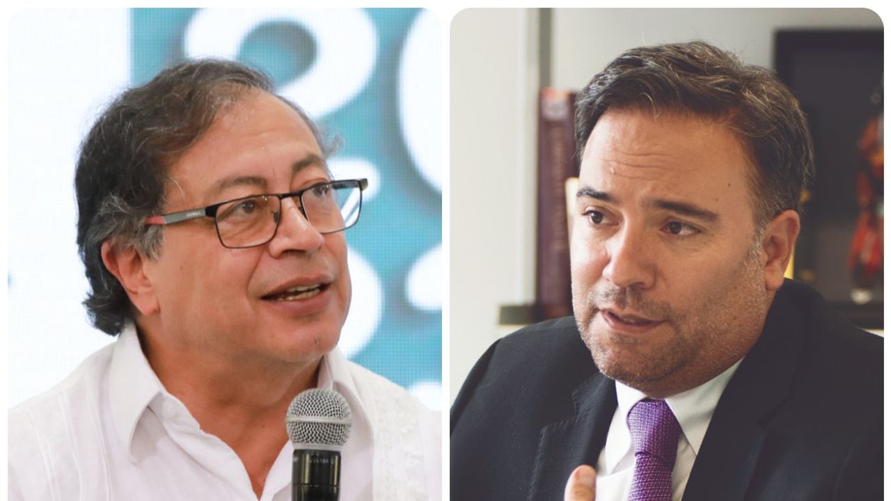 El presidente Gustavo Petro y el expresidente de Proexport ( hoy ProColombia), Luis Guillermo Plata.