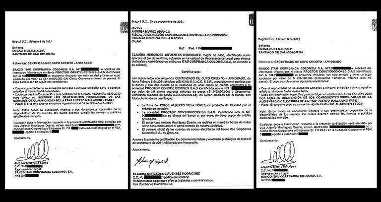 Estos son los cupos crédito del banco Itaú que también fueron falsificados para contratos en Emcali.