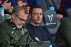 Barcelona's Spanish coach Xavi looks on during the Spanish League football match between FC Barcelona and Rayo Vallecano de Madrid at the Estadi Olimpic Lluis Companys in Barcelona on May 19, 2024. (Photo by MANAURE QUINTERO / AFP)