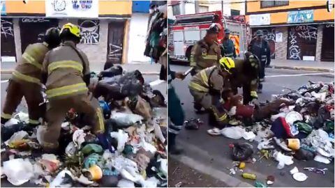 En video: encuentran a hombre vivo dentro de contenedor de basura que fue levantado por un camión recolector
