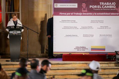 Ministra de Trabajo, Gloria Inés Ramírez en la presentación de la reforma laboral.
