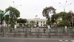 Barriers are placed outside Peru's Congress after President Pedro Castillo said he will dissolve it as he battles impeachment proceedings, in Lima, Peru December 7, 2022. REUTERS/Sebastian Castaneda