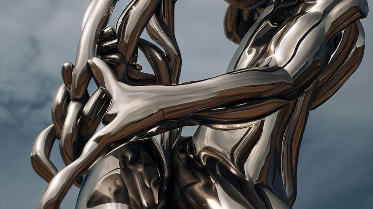 Escultura de acero creada por la IA, imagen de referencia.