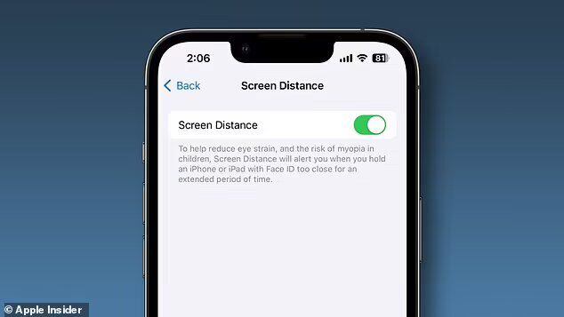 La herramienta 'Distancia de pantalla', monitoreará la posición del iPhone con relación al rostro del usuario.