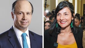 La ministra de Minas, Irene Vélez, y el presidente de la Asociación Colombiana de Petróleo, Francisco Lloreda.