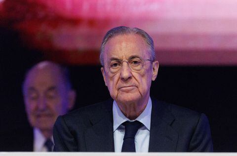 MADRID, SPAIN - MAY 05: The Chairman of ACS Group and Real Madrid Football Club, Florentino Perez, during the General Shareholders' Meeting of ACS Group, on May 5, 2023, in Madrid, Spain. During the General Shareholders' Meeting, the company's evolution towards new generation projects focused on sustainability and the digitalization of infrastructures was once again ratified. The meeting was held after announcing a 3.7 billion contract to transform the light rail network in Calgary (Canada). (Photo By Eduardo Parra/Europa Press via Getty Images)