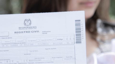 Registro civil de nacimiento de la Registraduría Nacional de Colombia