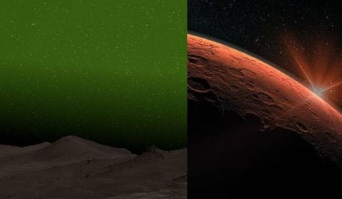 Científicos captan un resplnador verde en el cielo de Marte.