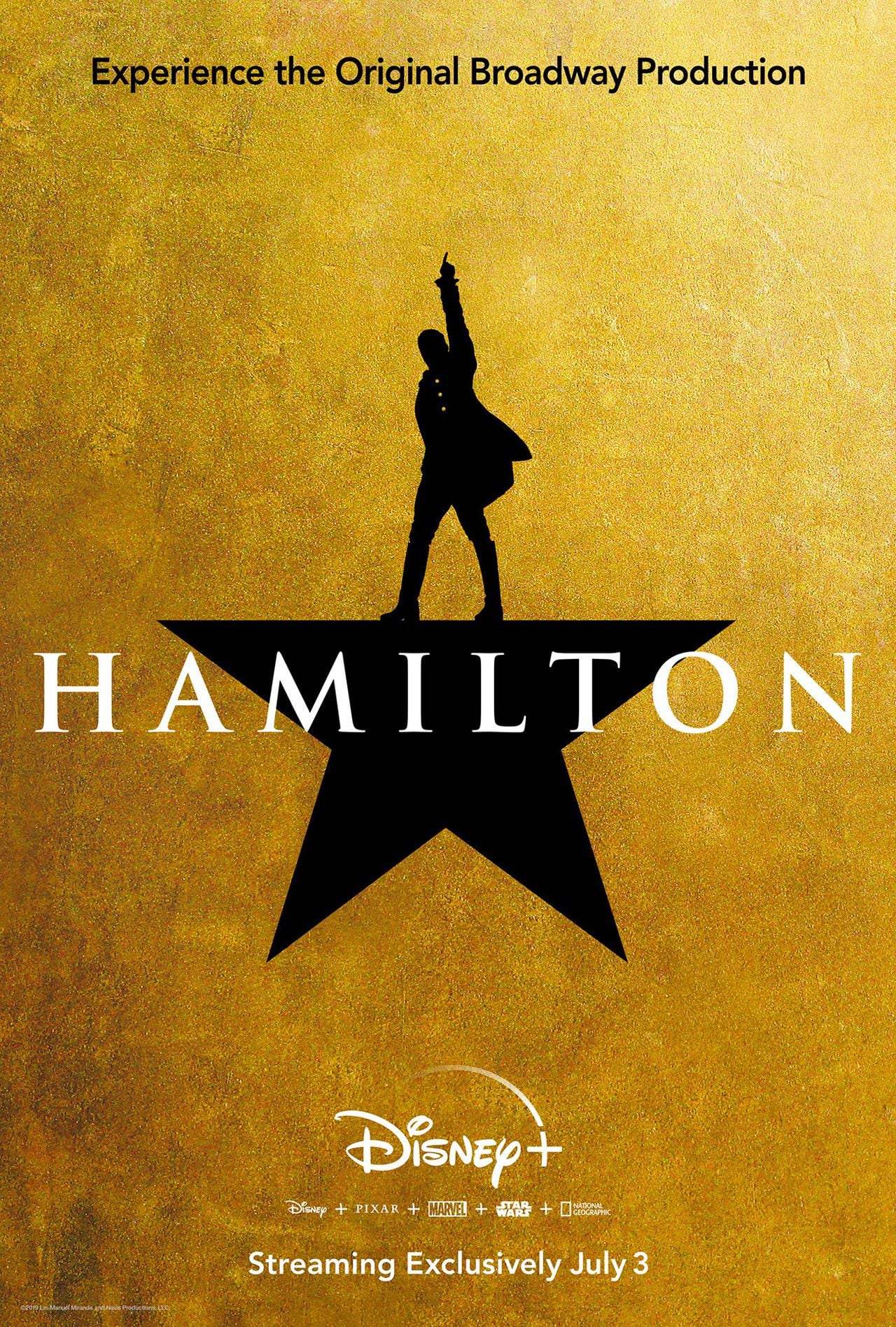 Afiche oficial del espectáculo Hamilton.