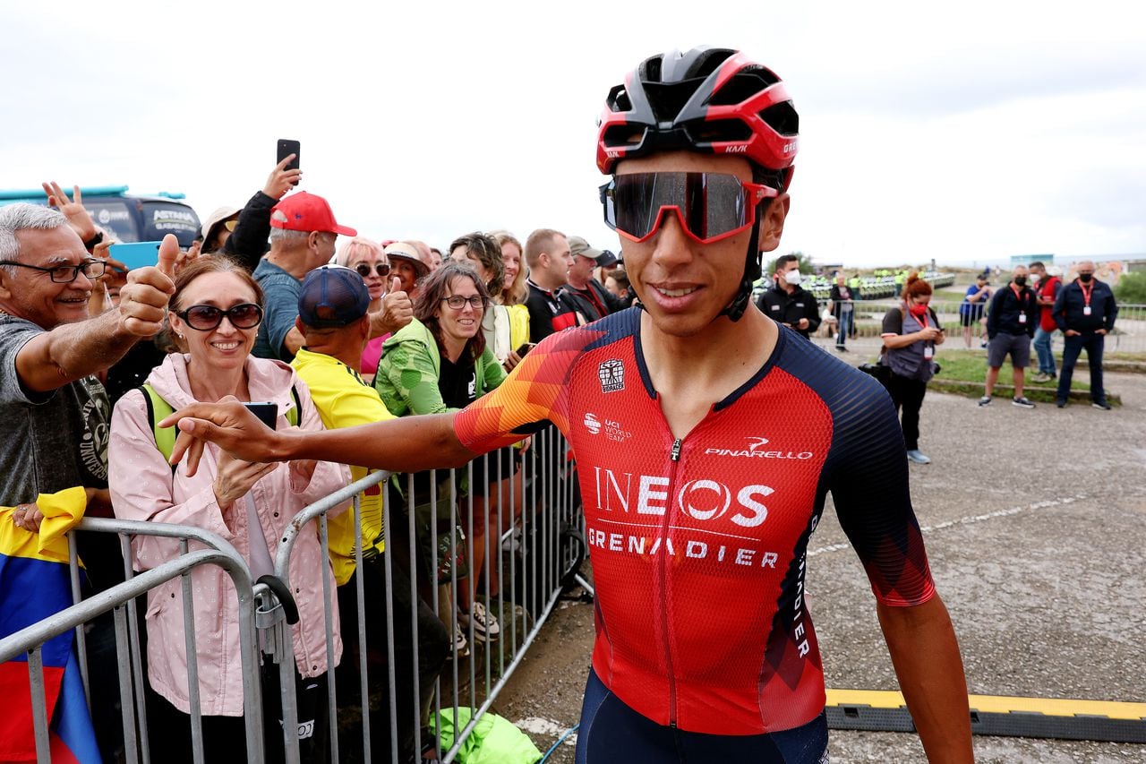 LIENCRES, SPAIN - SEPTEMBER 12: Egan Bernal of Colombia and Team INEOS Grenadiers prior to the 78th Tour of Spain 2023, Stage 16 a 120.1km stage from Liencres to Bejes / #UCIWT / on September 12, 2023 in Liencres, Spain. (Photo by Alexander Hassenstein/Getty Images)