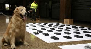Los caninos antinarcóticos hicieron parte del operativo donde se incautó la droga.