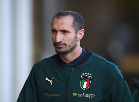FLORENCE, ITALY - NOVEMBER 08: Giorgio Chiellini of Italy in action during a Italy training session at Centro Tecnico Federale di Coverciano on November 08, 2021 in Florence, Italy. (Photo by Claudio Villa/Getty Images